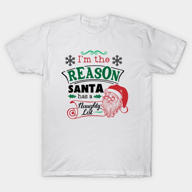 Naughty List Christmas Graphic Xmas Funny Ugly Sweater Humor T-Shirt by alcoshirts